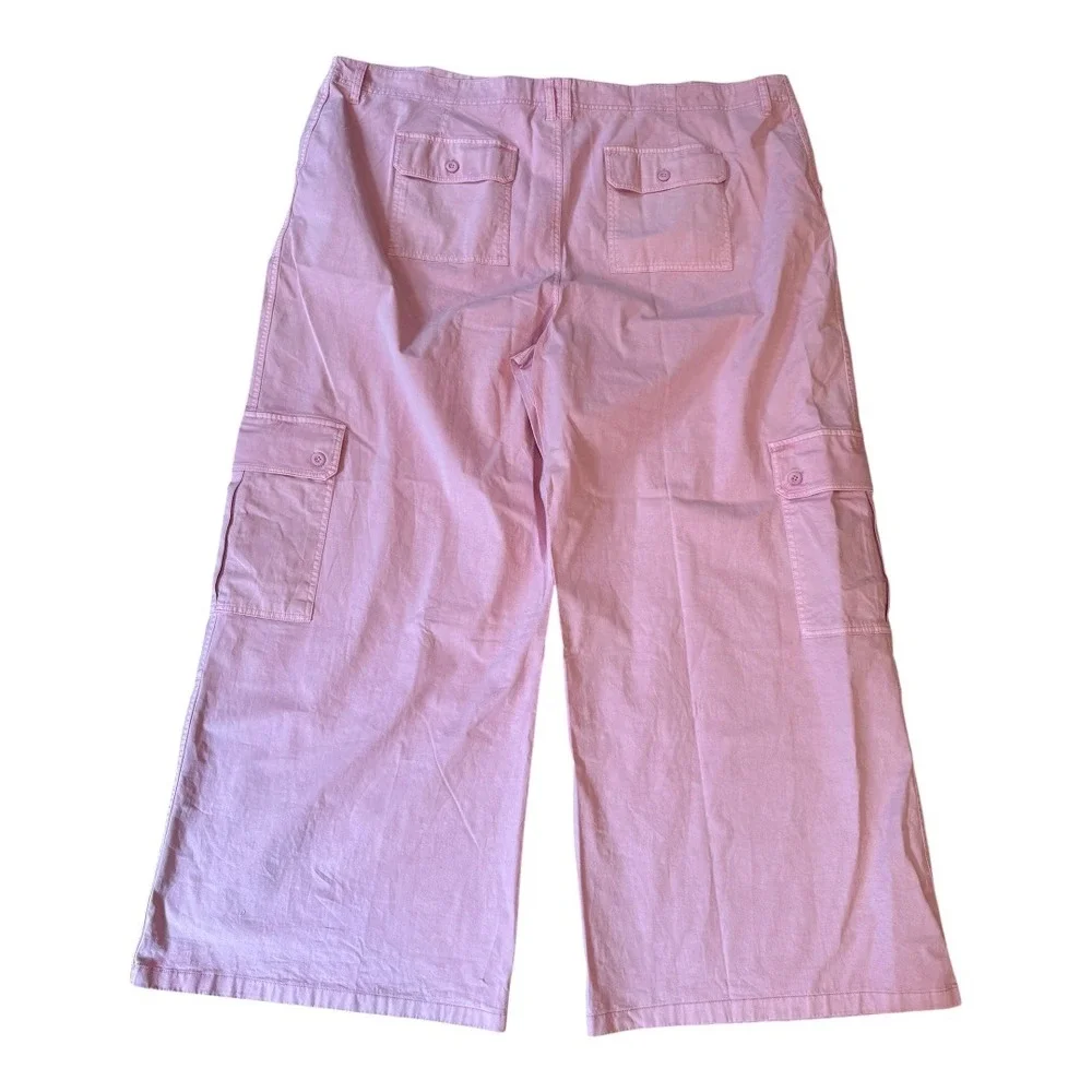 BP Wide Leg Cargo Pants Y2K Pink Cotton Blend Casual Trousers Size 28 NWOT‎